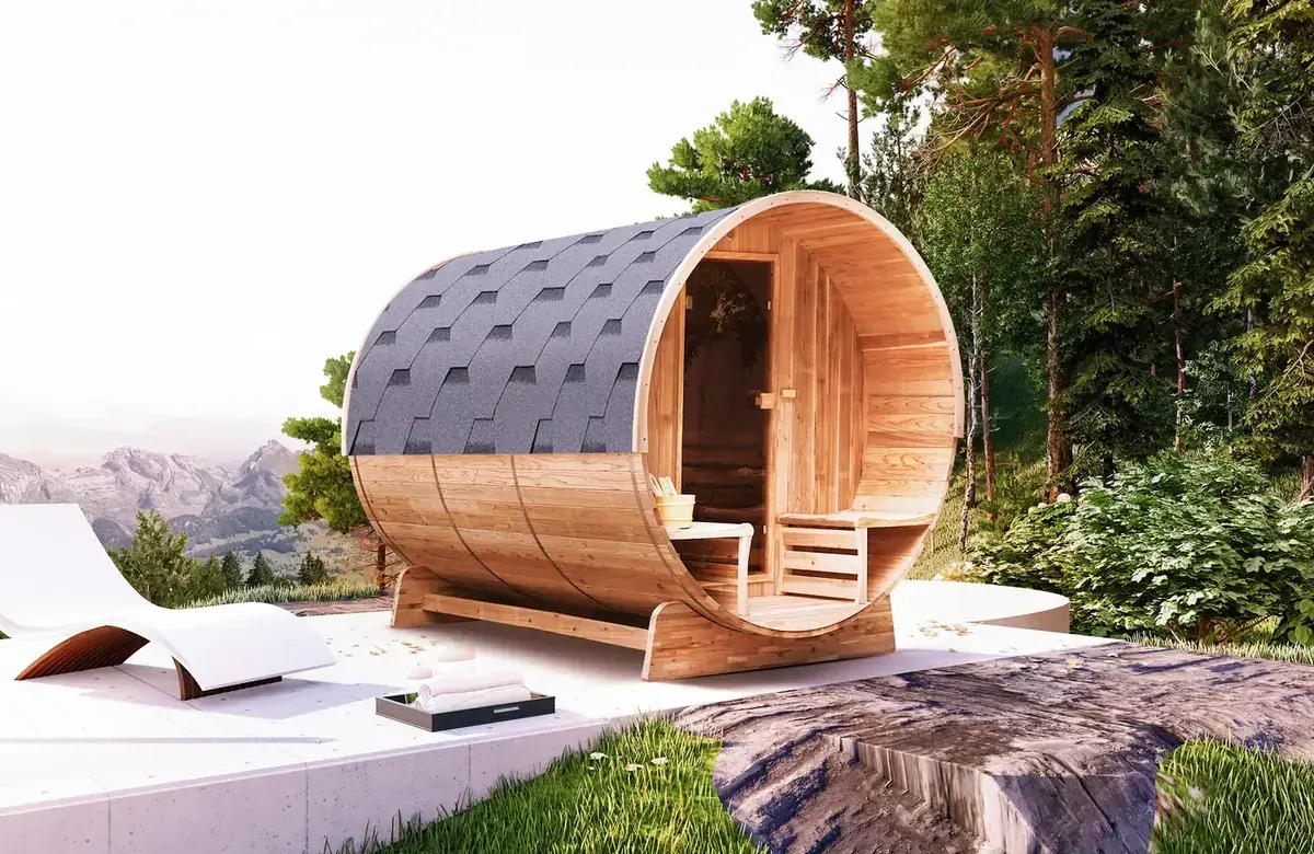 Sauna extérieur en bois pour espace détente